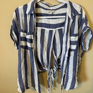 Lucky Brand Striped Button up with tie in the back!